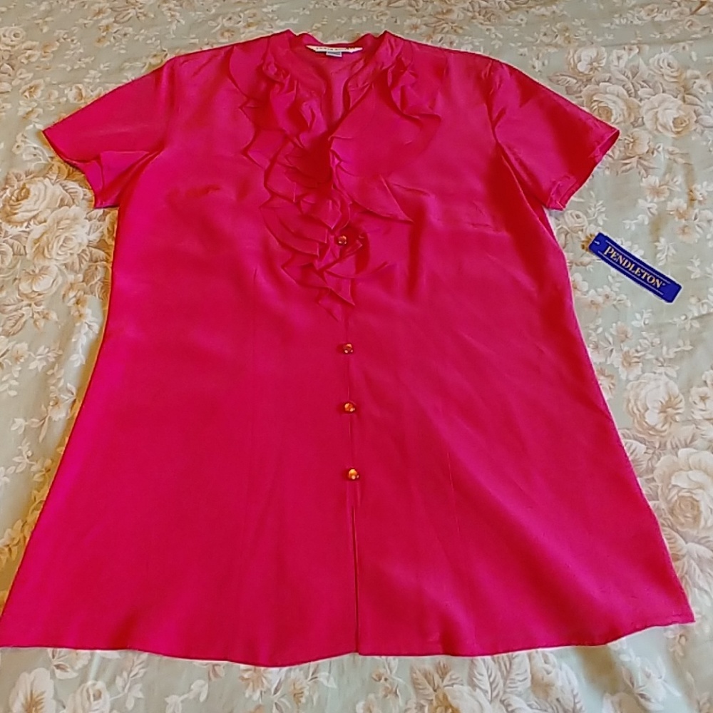 Pendleton silk blouse pink size 10